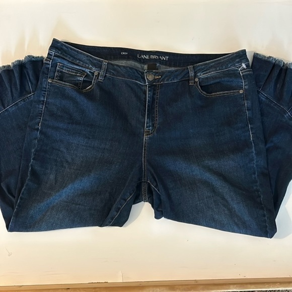 Lane Bryant Crop Ruffled Hem Denim Jeans C1 - Picture 1 of 4